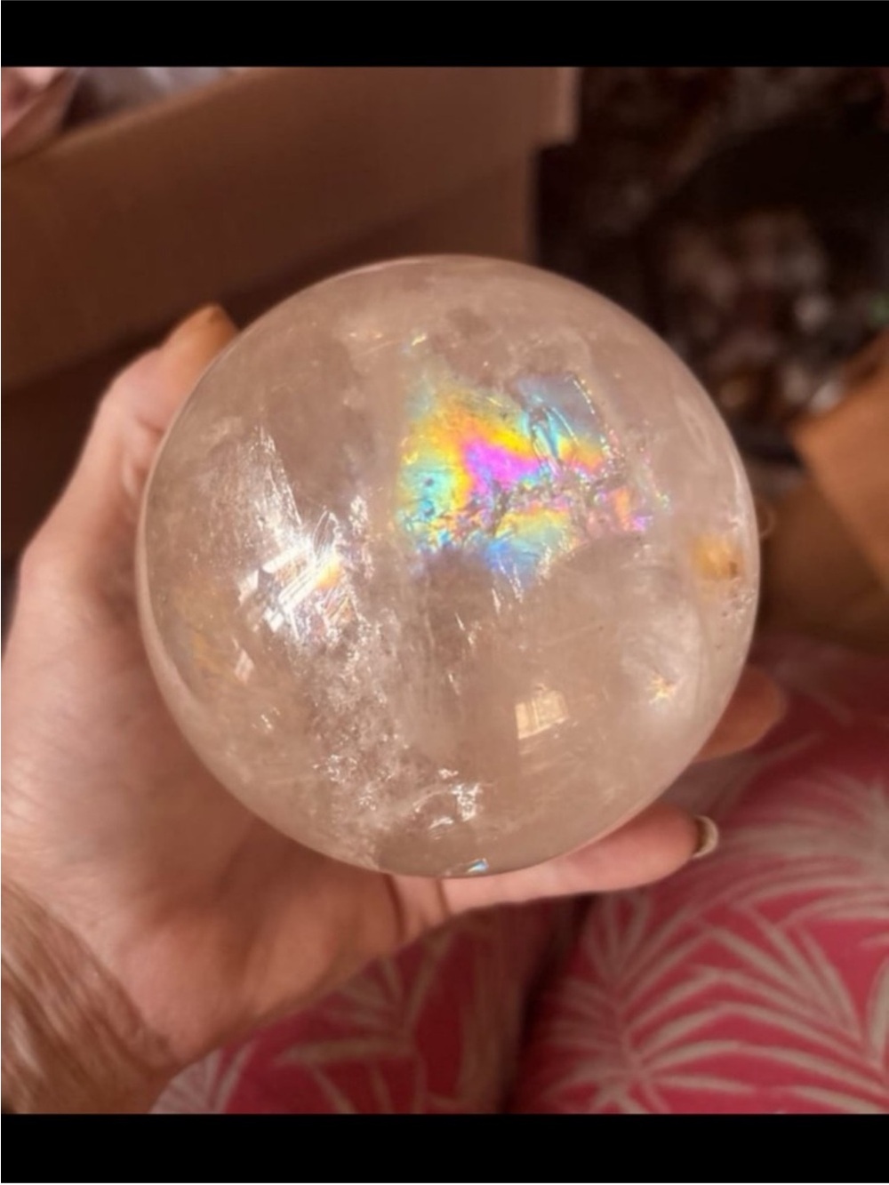 Clear Quartz Sphere HQ with Rainbows - Picture 8 of 8
